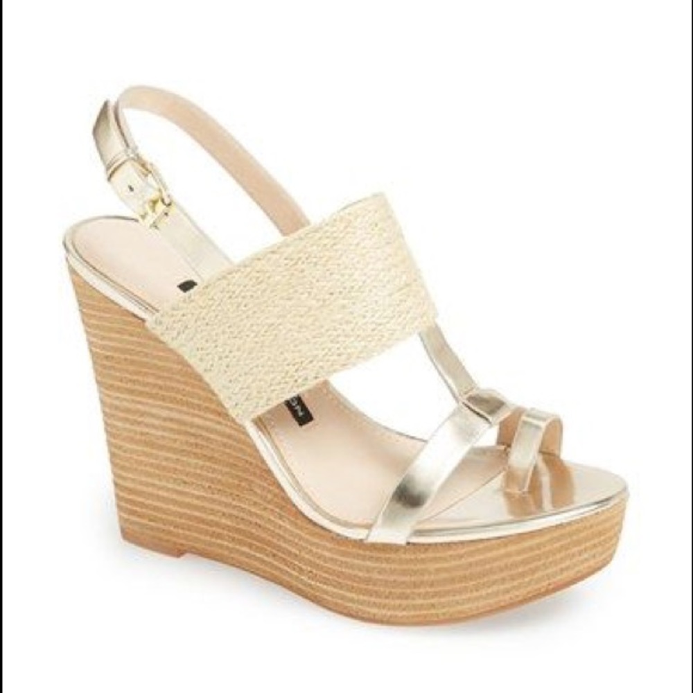 French Connection wedge sandals gold/natural